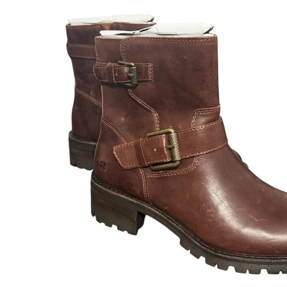 New! Lucky Brand Taini Moto Leather Biker Buckle Strap Combat Bootie - Size 6.5 - Picture 9 of 15